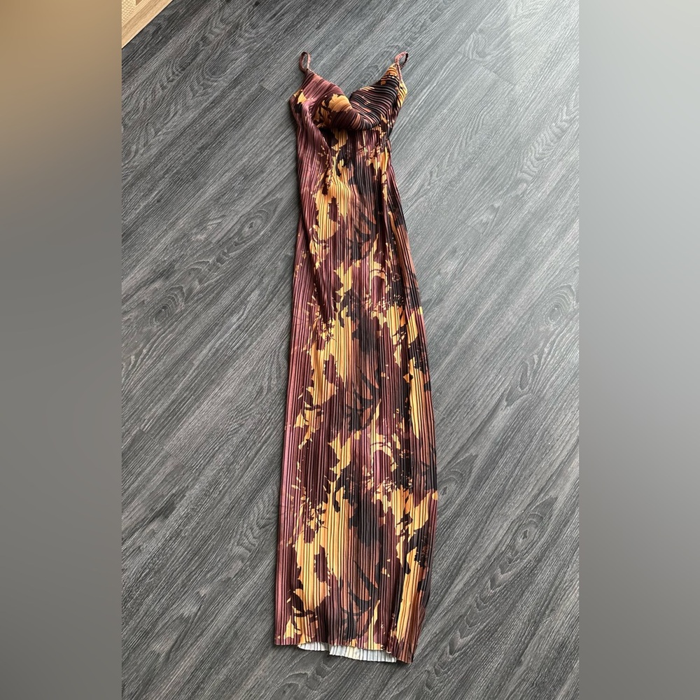Multicolor Pleated Maxi Dress